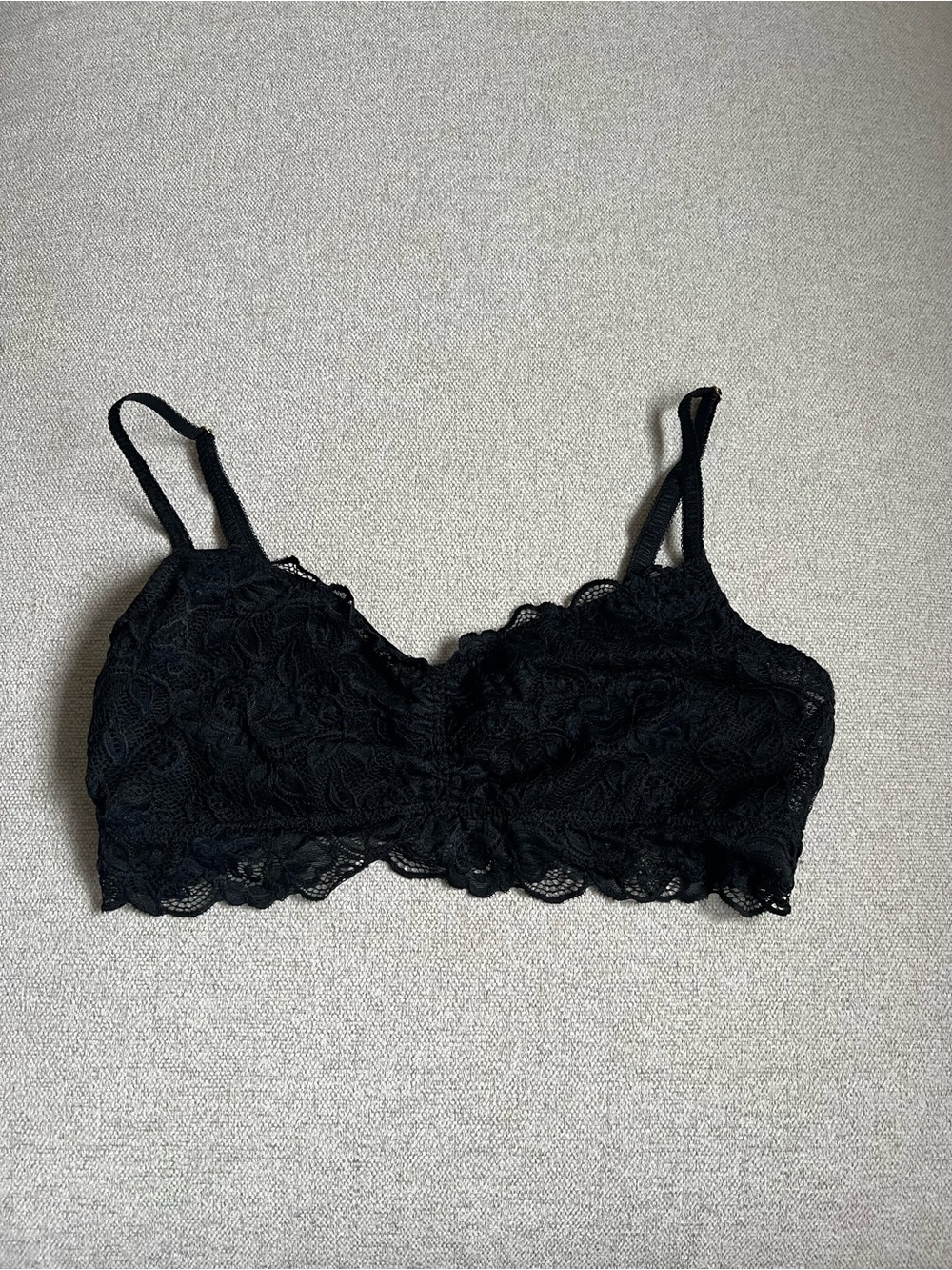 Anthropologie Black Lace Bralette with Scalloped Hem